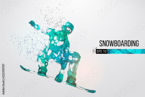 Silhouette of a snowboarder jumping isolated. Vector illustration
