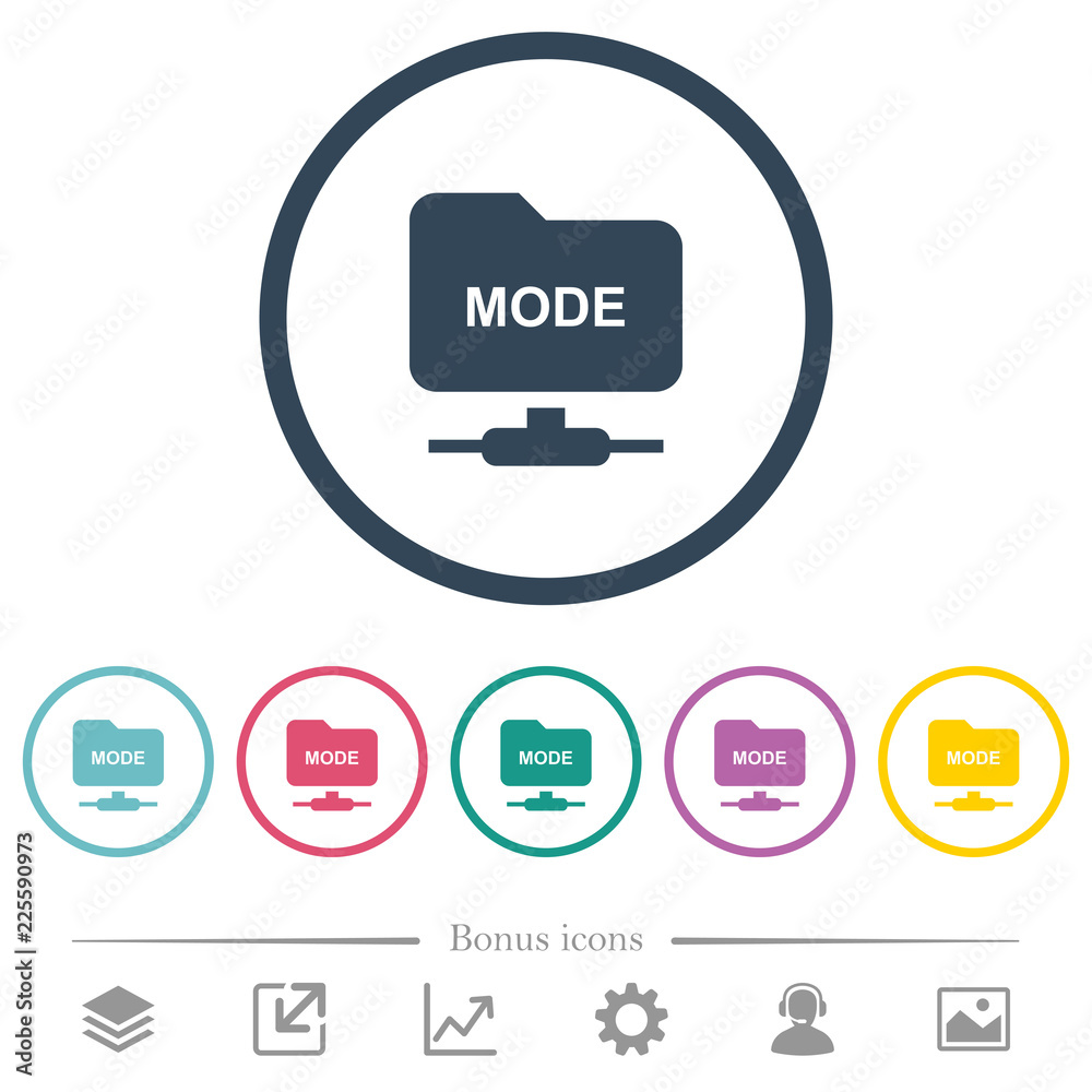 Set FTP transfer mode flat color icons in round outlines Set FTP transfer mode flat color icons in round outlines