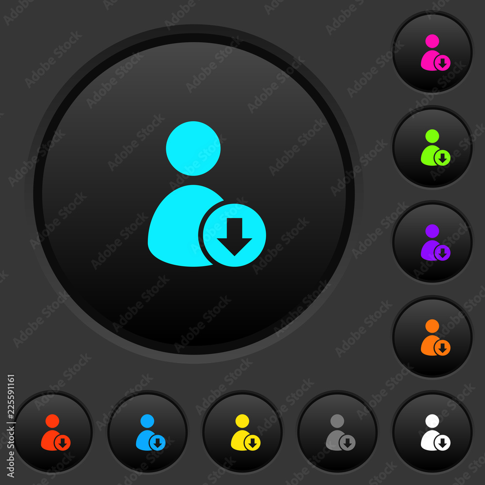 Move down user dark push buttons with color icons Move down user dark push buttons with color icons