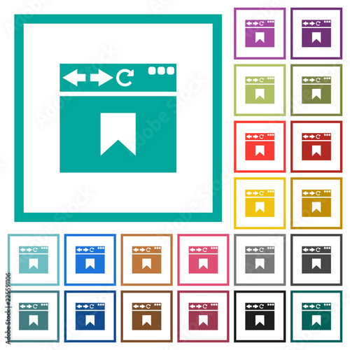 Browser bookmark flat color icons with quadrant frames