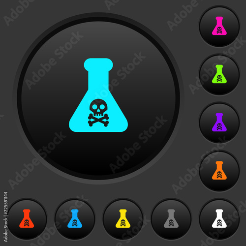 Dangerous chemical experiment dark push buttons with color icons