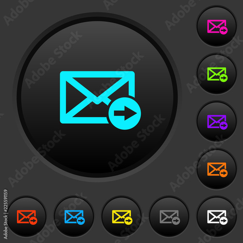 Mail forwarding dark push buttons with color icons