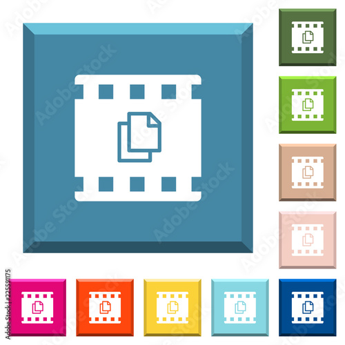 Copy movie white icons on edged square buttons