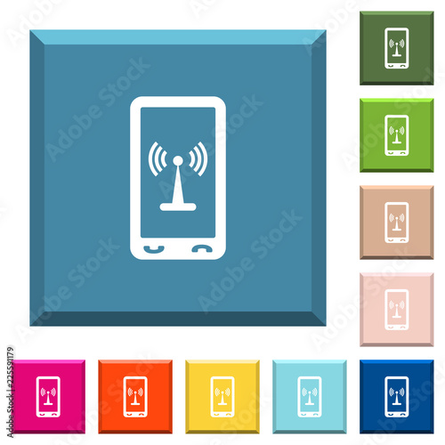 Mobile hotspot white icons on edged square buttons
