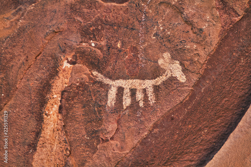 Cave drawing of an animal on a red rock wall in the Palatki Ruins UNESCO site photo