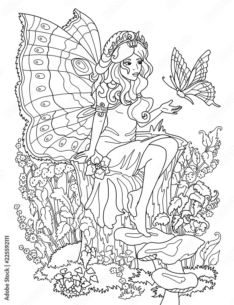 Fototapeta premium Coloring page The Fairy
