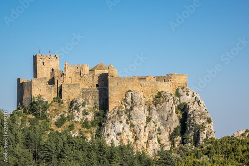 Castle of Loarre, rear facade view. Hoya de Huesca Loarre Aragon Huesca Spain © Pb