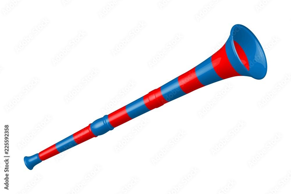 Vuvuzela trumpet football fan. Vuvuzela isolated on a white background. Vector illustration Vuvuzela trumpet football fan. Vuvuzela isolated on a white background. Vector illustration
