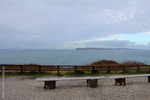 bench on the shore of lake