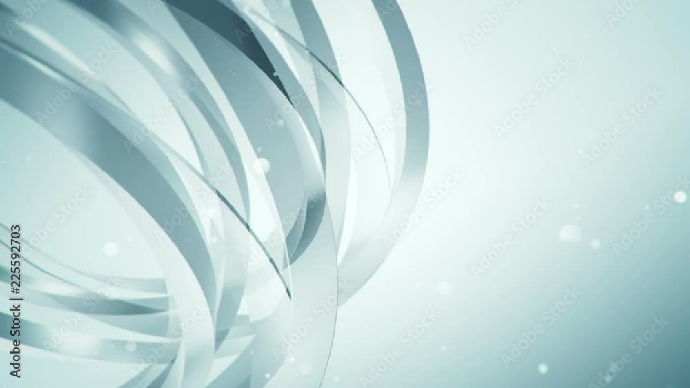 Abstract background with animation of waving and flying stripes from glass, silk or crystals. Animation of seamless loop.
