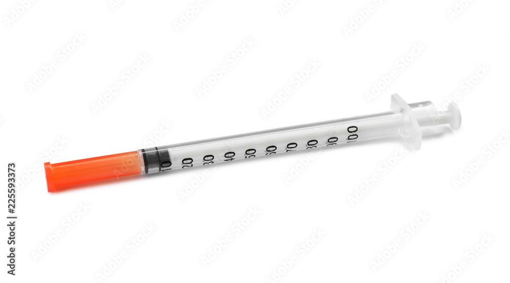 Empty syringe on white background. Medical treatment Empty syringe on white background. Medical treatment