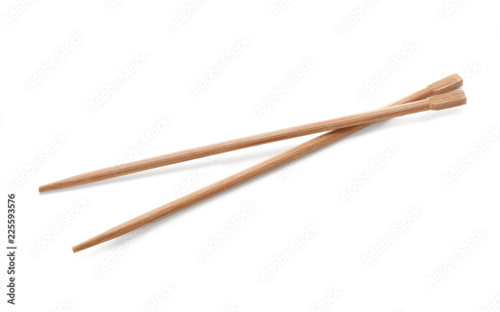 Chopsticks made of bamboo on white background Chopsticks made of bamboo on white background