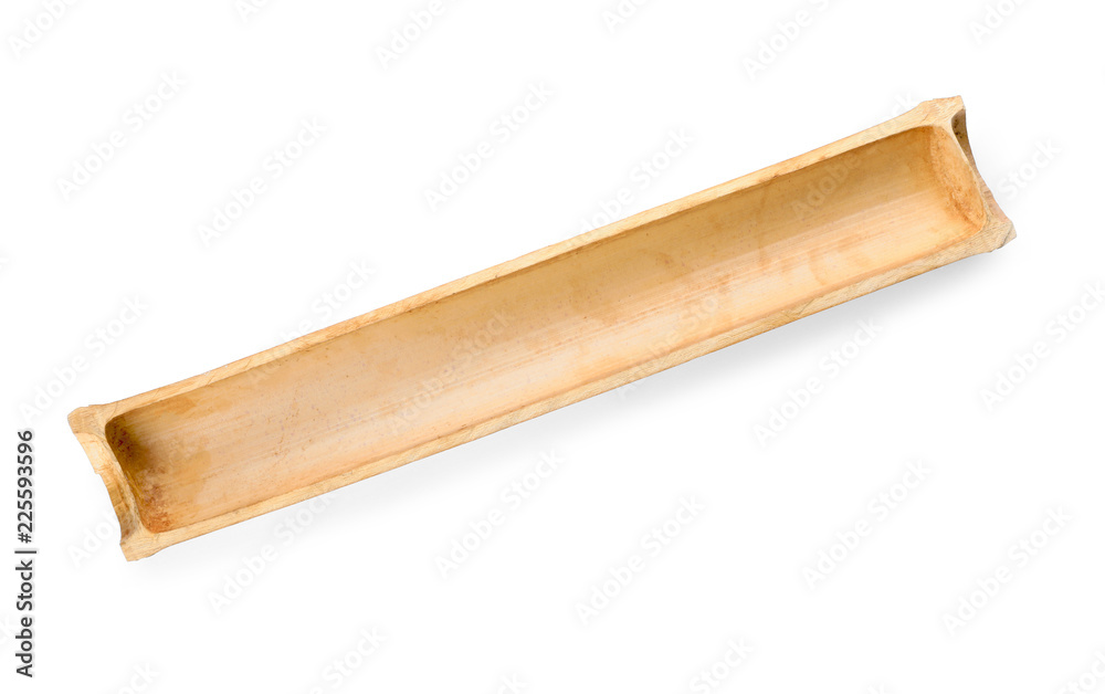 Cut dry bamboo stalk on white background, top view Cut dry bamboo stalk on white background, top view