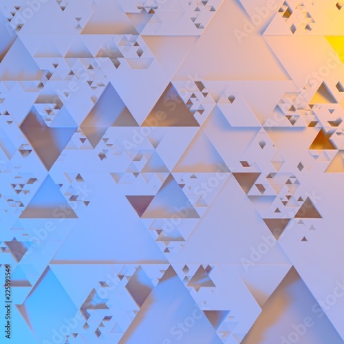 Abstract Irregular Futuristic architectural pattern, triangles 3d illustration background