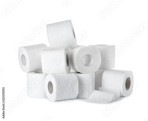 Fototapeta Naklejka Na Ścianę i Meble -  Rolls of toilet paper on white background. Personal hygiene