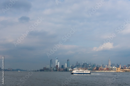 Skyline of Uptown Manhanttan with Ferry