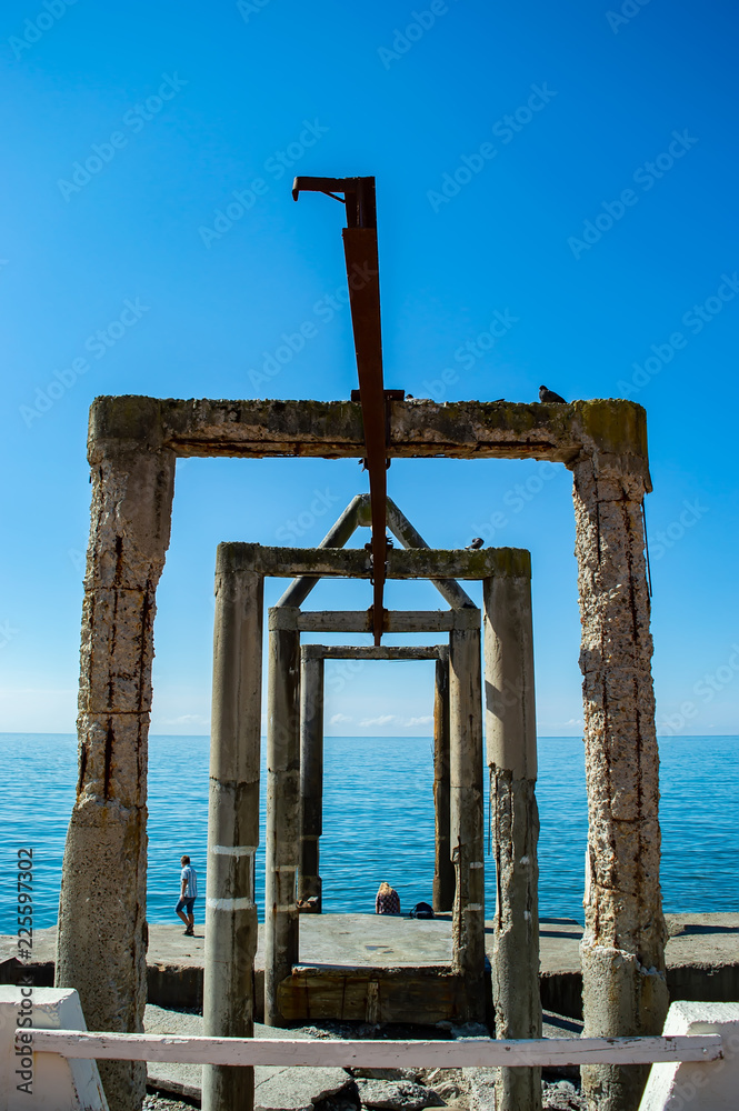 Sea view arches background texture sunny day