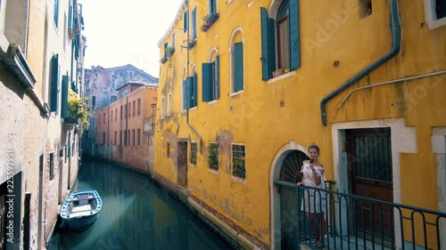 Canal and colorful houses Venice, Italy photo