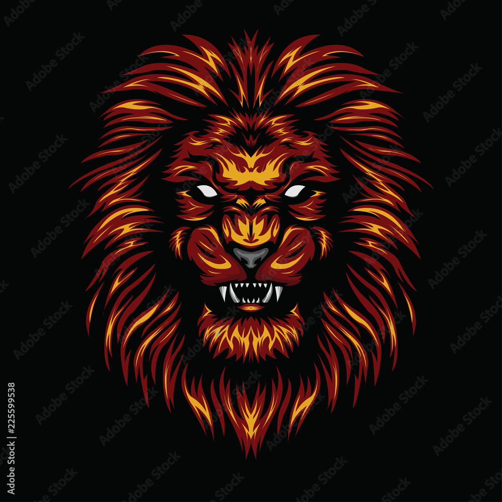 The lion head illustration head - sport logo, emblem on a light background". vector lion face Stock-illustration | Adobe Stock
