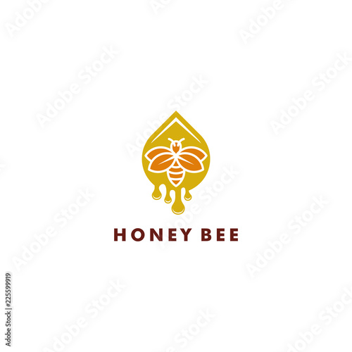 Bee logo design  Fresh honey icon symbol vector