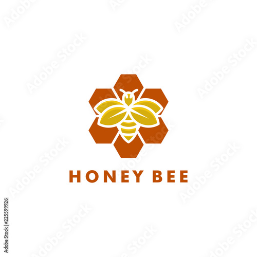 Bee logo design, Fresh honey icon symbol vector