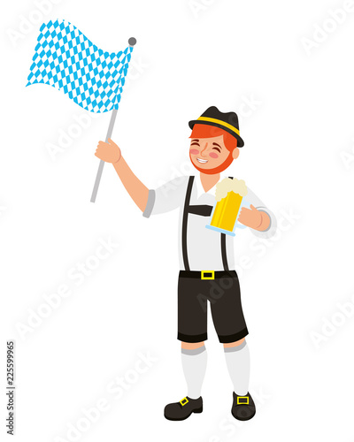 bavarian man with beer and flag photo