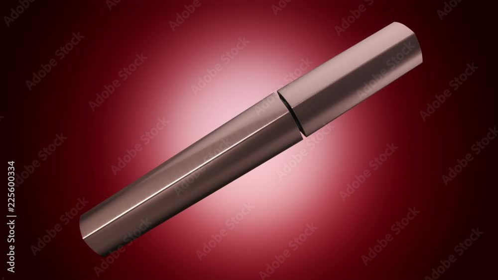 Animation of opening and rotation new mascara. View of close-up. Animation of seamless loop. Animation of opening and rotation new mascara. View of close-up. Animation of seamless loop.