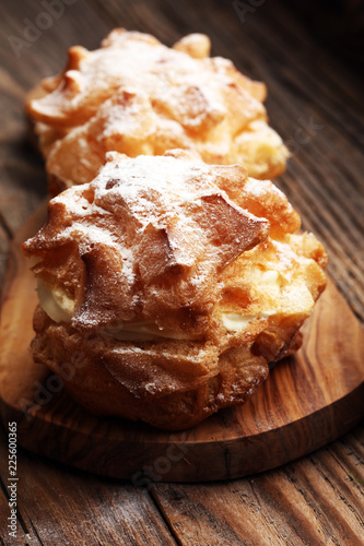 cream puffs. homemade pastry cream puff.