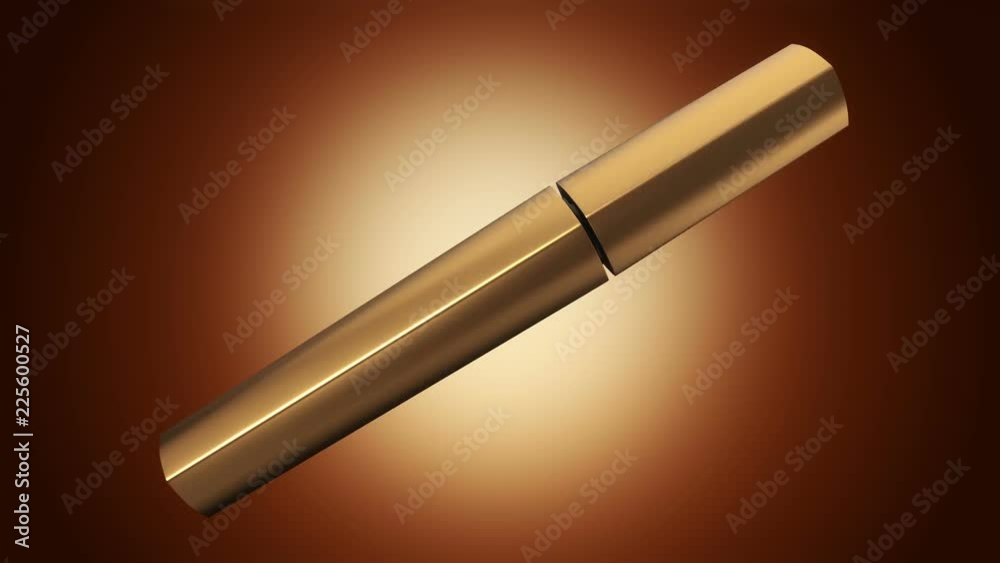 Animation of opening and rotation new mascara. View of close-up. Animation of seamless loop.