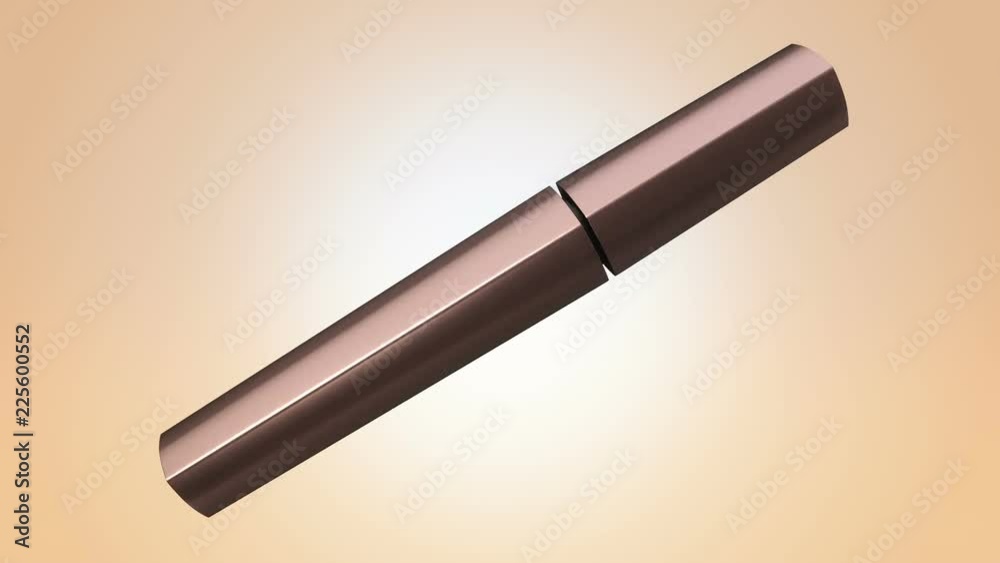 Animation of opening and rotation new mascara. View of close-up. Animation of seamless loop. Animation of opening and rotation new mascara. View of close-up. Animation of seamless loop.