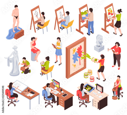 Creative Profession Isometric Icons Set