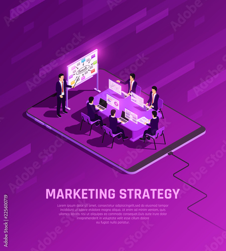 Marketing Strategy Neon Background