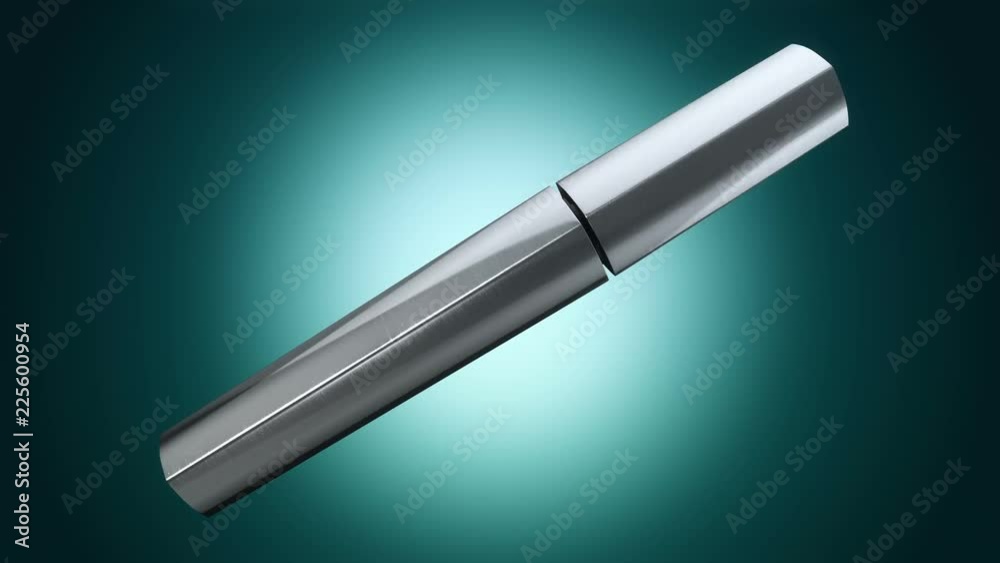 Animation of opening and rotation new mascara. View of close-up. Animation of seamless loop.