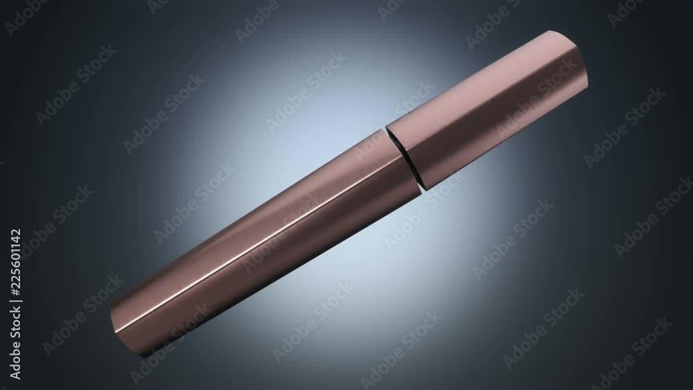 Animation of opening and rotation new mascara. View of close-up. Animation of seamless loop. Animation of opening and rotation new mascara. View of close-up. Animation of seamless loop.