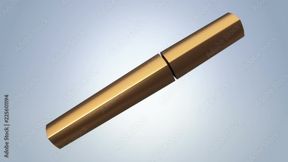 Animation of opening and rotation new mascara. View of close-up. Animation of seamless loop.