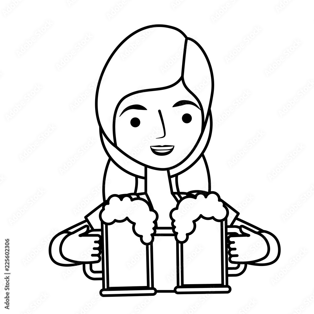 bavarian woman holding two beer glasses bavarian woman holding two beer glasses