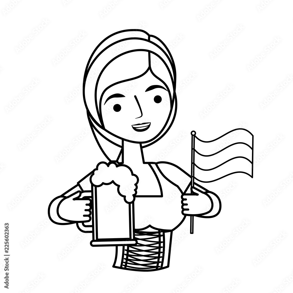 bavarian woman holding beer and germany flag bavarian woman holding beer and germany flag