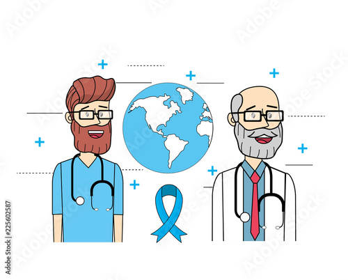 global doctors with stethoscope to mens health