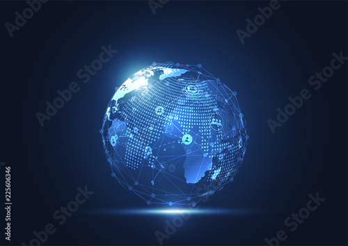 Global network connection. World map point and line composition concept of global business. Vector Illustration