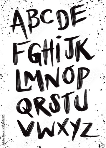 Brushpen comic lettering font. Vector alphabet. photo