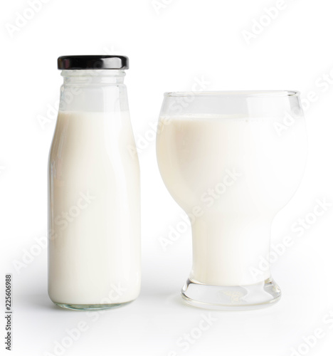 Milk bottle and milk glass