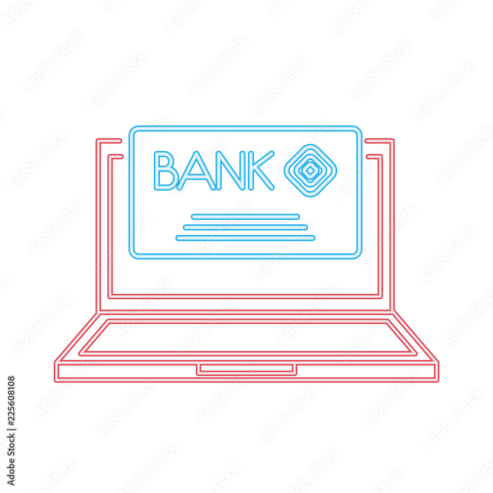 laptop computer bank card credit payment neon design laptop computer bank card credit payment neon design