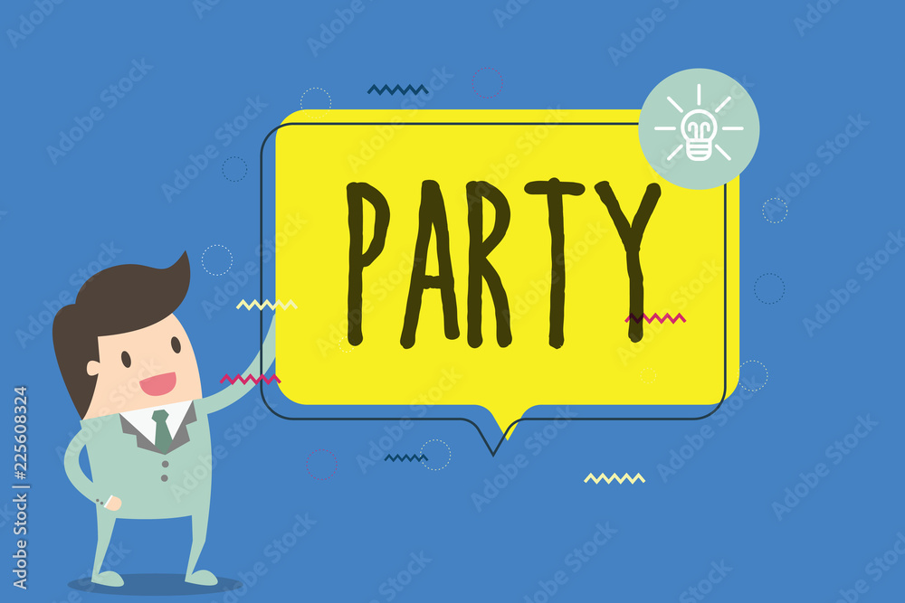 Text sign showing Party. Conceptual photo social gathering invited guests involve eating drinking entertainment. Text sign showing Party. Conceptual photo social gathering invited guests involve eating drinking entertainment.