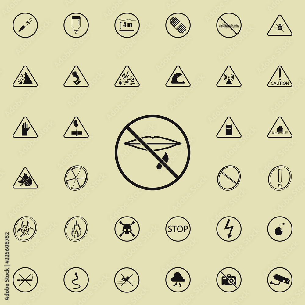 the mark is forbidden to spit icon. Warning signs icons universal set for web and mobile
