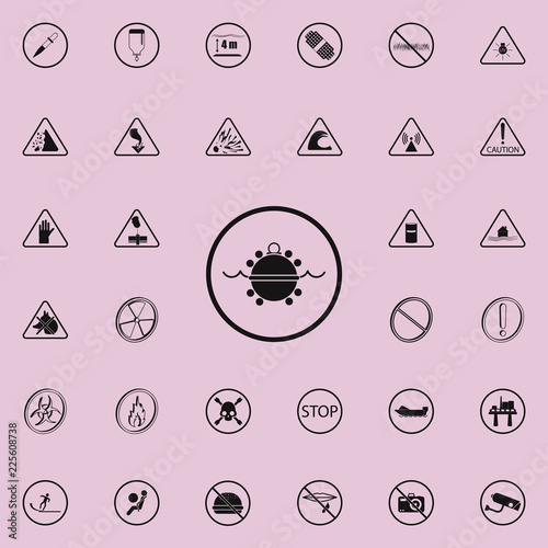 sign dangerously underwater mines icon. Warning signs icons universal set for web and mobile