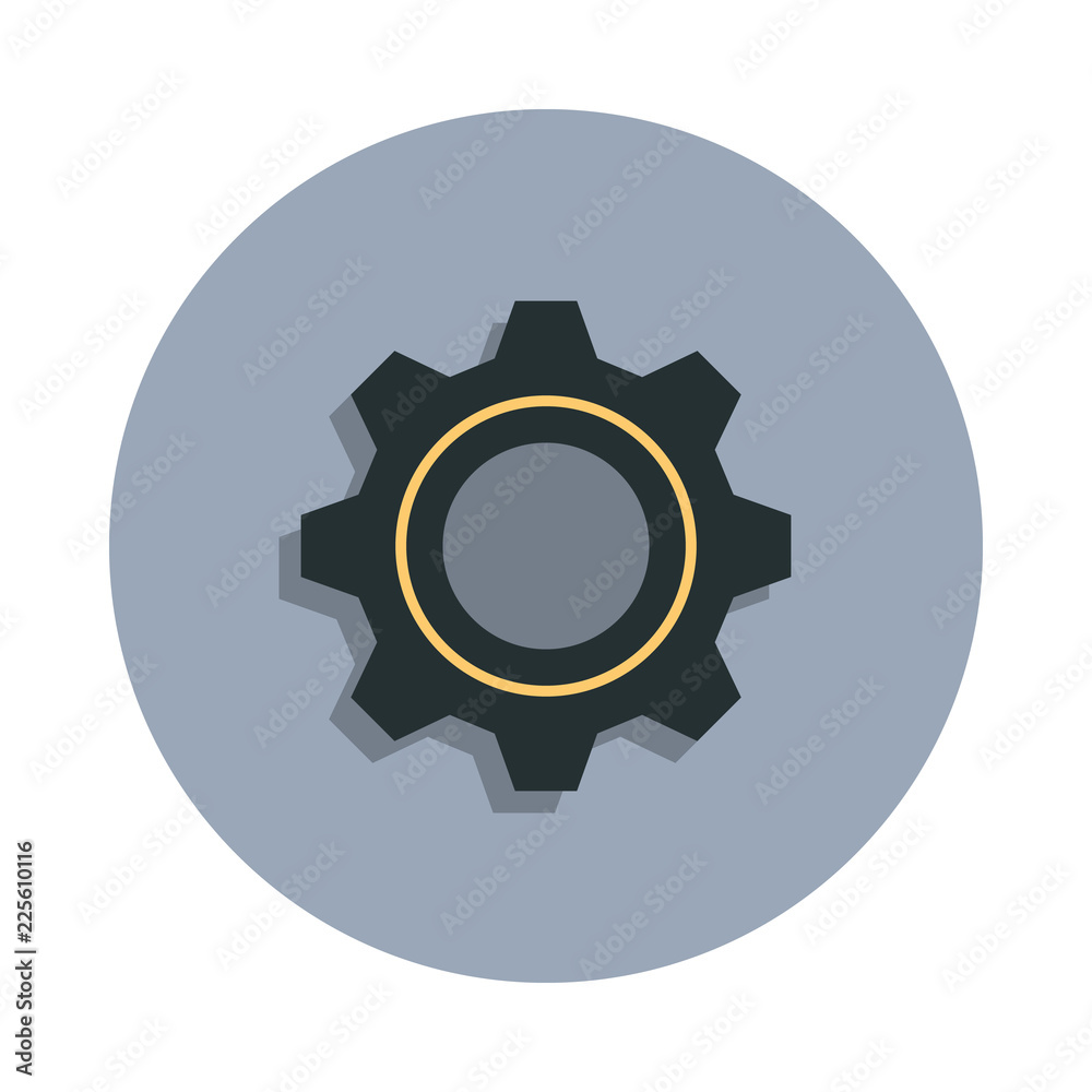 gear icon in badge style. One of web collection icon can be used for UI, UX
