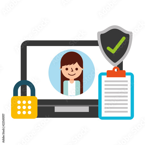 laptop user clipboard shield protection security fintech