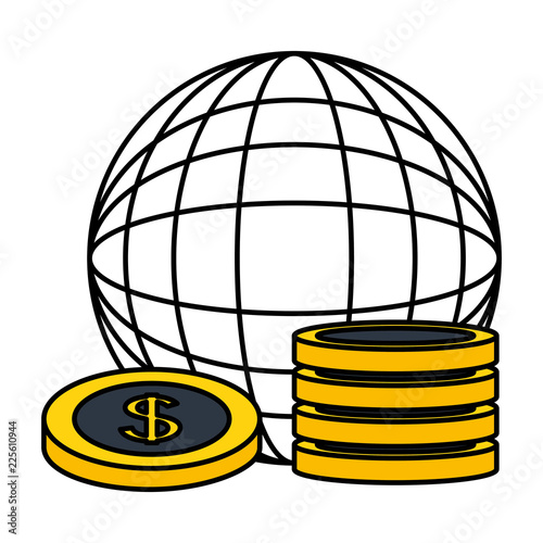 world planet dollar coins money trade