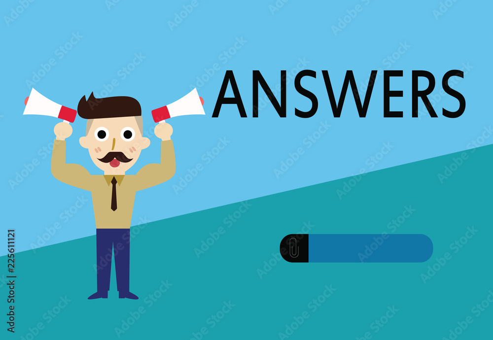 Naklejka premium Word writing text Answers. Business concept for Reactions responses to questions statements or situations Choices.