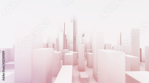 Bright simple city buildings panorama 3D illustration
